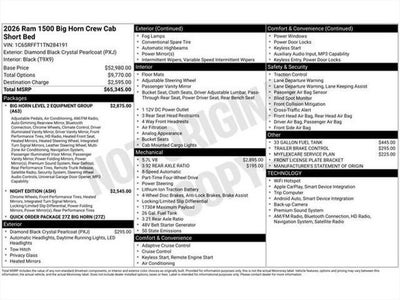 2026 RAM Ram 1500 RAM 1500 BIG HORN CREW CAB 4X4 5'7' BOX