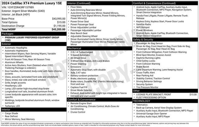 2024 Cadillac XT4 AWD Premium Luxury