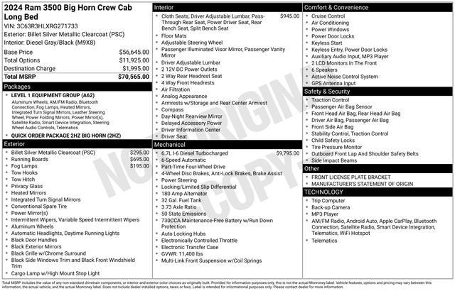 2024 RAM 3500 Big Horn Crew Cab 4x4 8' Box