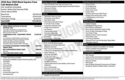 2026 RAM Ram 2500 RAM 2500 BLACK EXPRESS CREW CAB 4X4 6'4' BOX