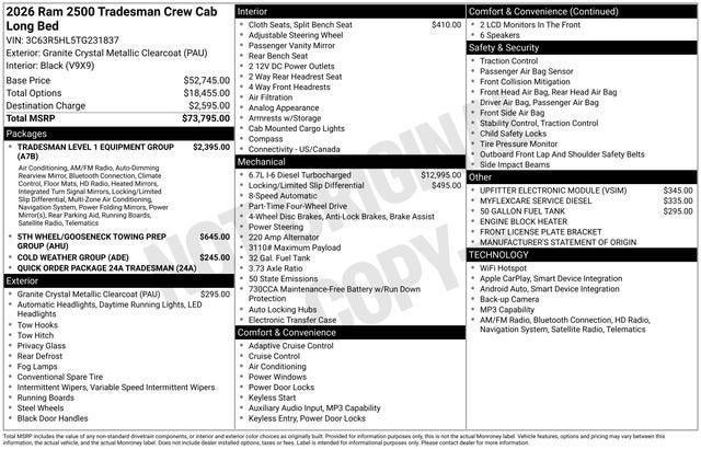 2026 RAM Ram 2500 RAM 2500 TRADESMAN CREW CAB 4X4 8' BOX