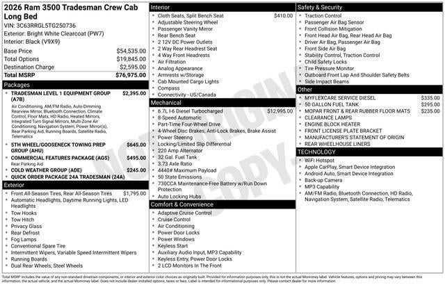 2026 RAM Ram 3500 RAM 3500 TRADESMAN CREW CAB 4X4 8' BOX