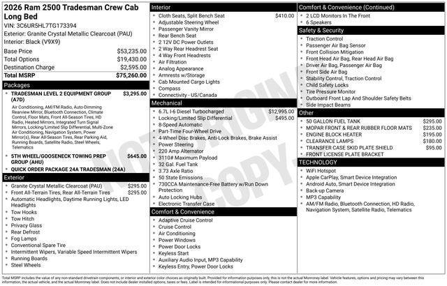2026 RAM Ram 2500 RAM 2500 TRADESMAN CREW CAB 4X4 8' BOX