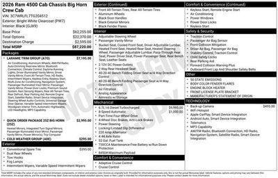 2026 RAM Ram 4500 Chassis Cab RAM 4500 BIG HORN CHASSIS CREW CAB 4X4 84' CA