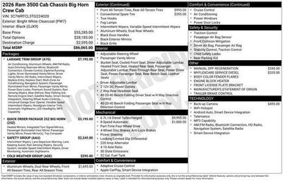 2026 RAM Ram 3500 Chassis Cab RAM 3500 BIG HORN CREW CAB CHASSIS 4X4 60' CA