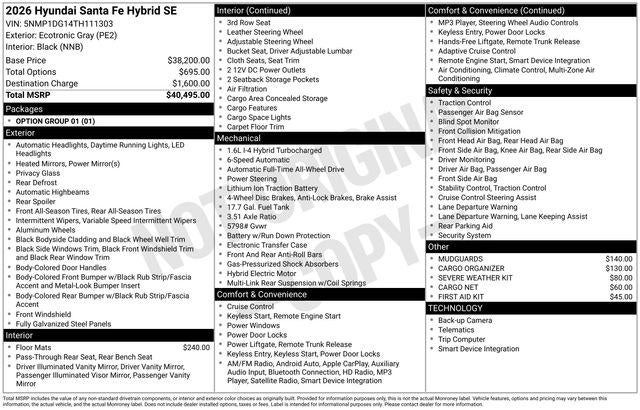 2026 Hyundai Santa Fe Hybrid SE
