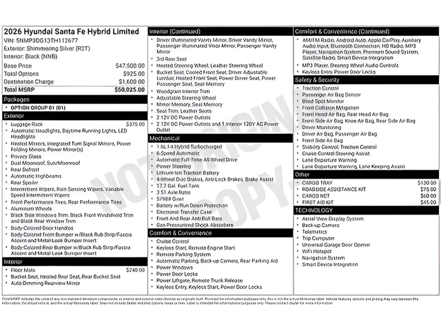 2026 Hyundai Santa Fe Hybrid Limited