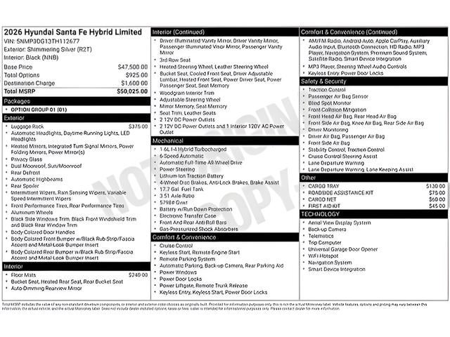 2026 Hyundai Santa Fe Hybrid Limited