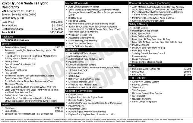 2026 Hyundai Santa Fe Hybrid Calligraphy