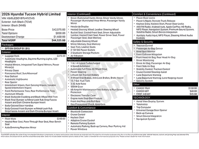 2026 Hyundai Tucson Hybrid Limited