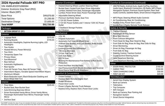2026 Hyundai Palisade XRT Pro