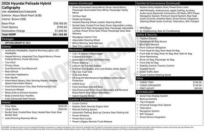 2026 Hyundai Palisade Hybrid Calligraphy
