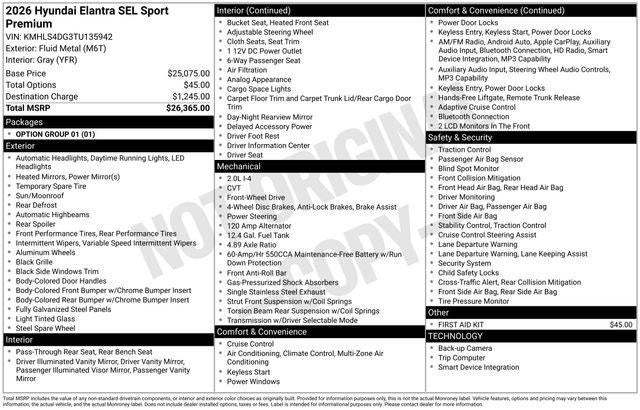 2026 Hyundai Elantra SEL Sport Premium