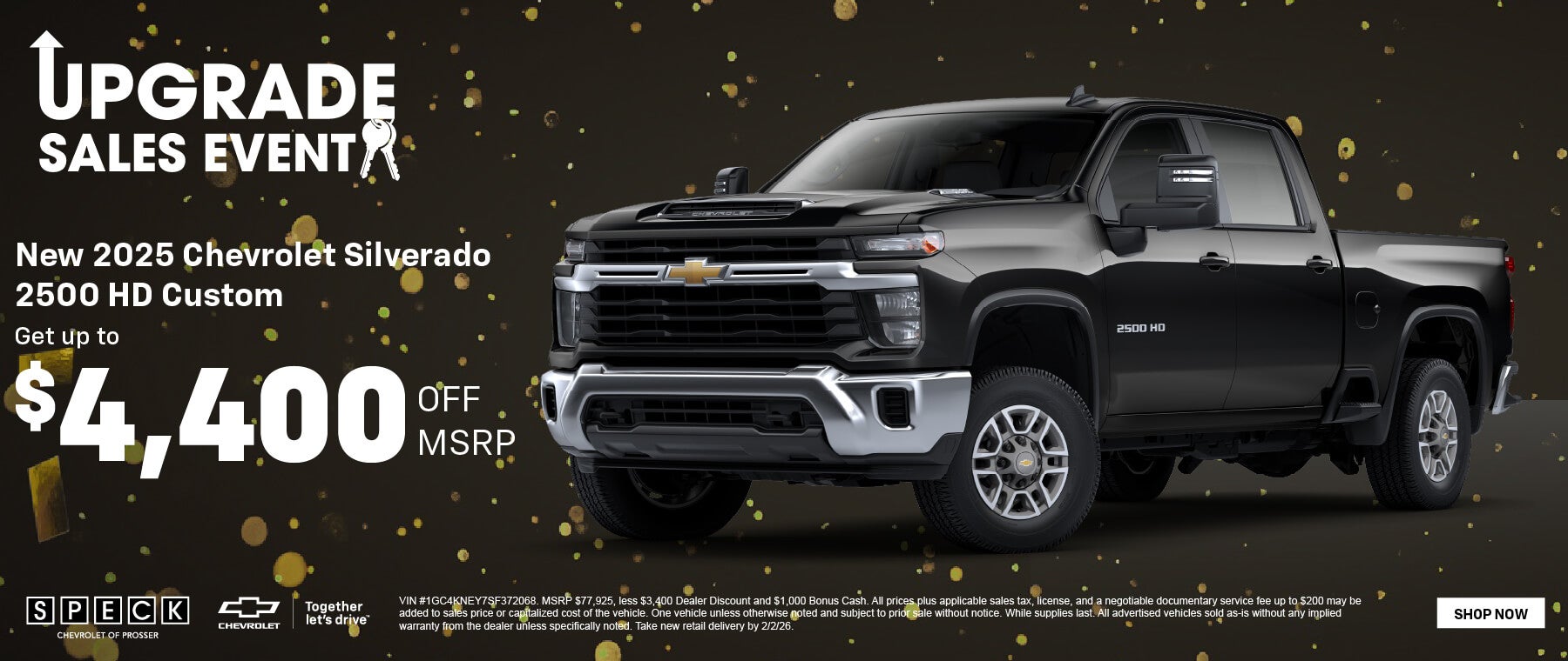 $4400 off on a new 2025 chevy silverado 2500 hd