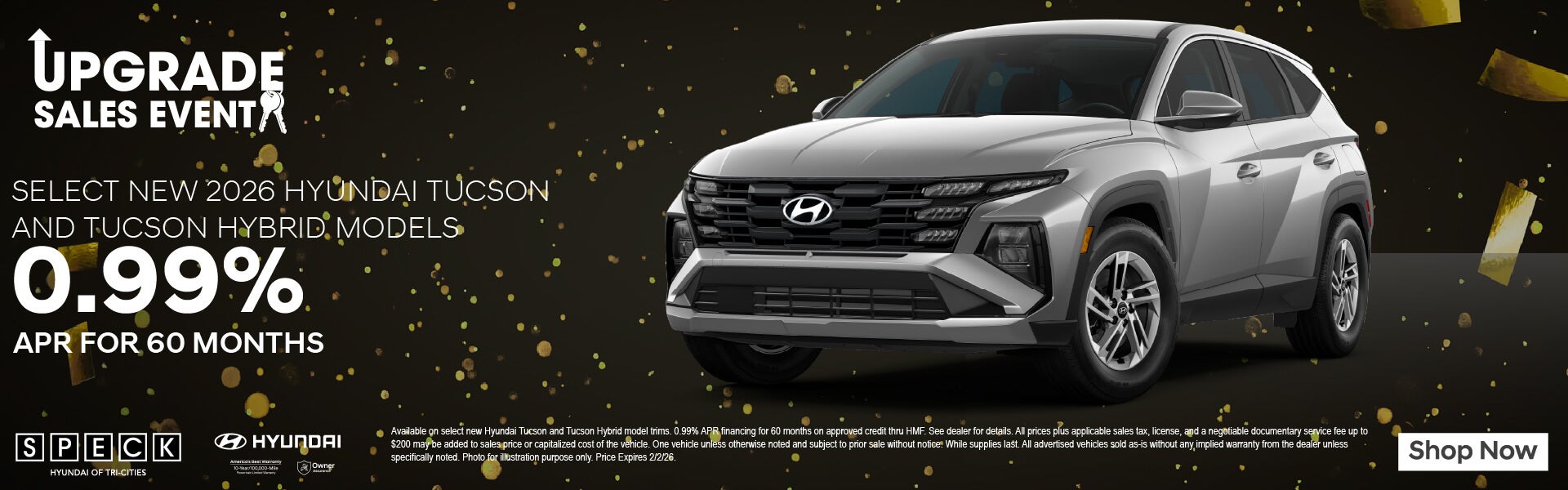 0.99% apr on new 2026 hyundai tucson models