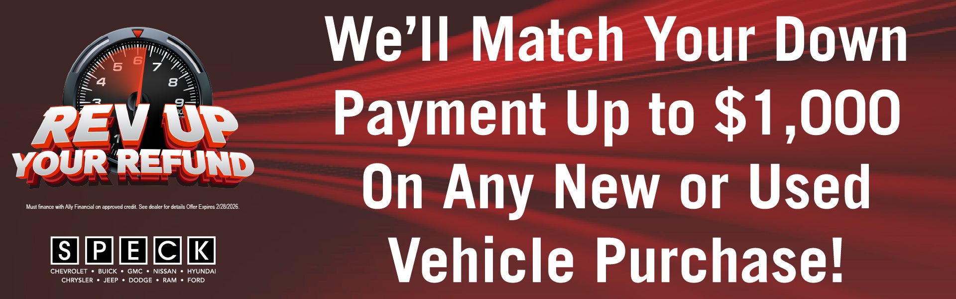 we'll match your down payment up to 1000