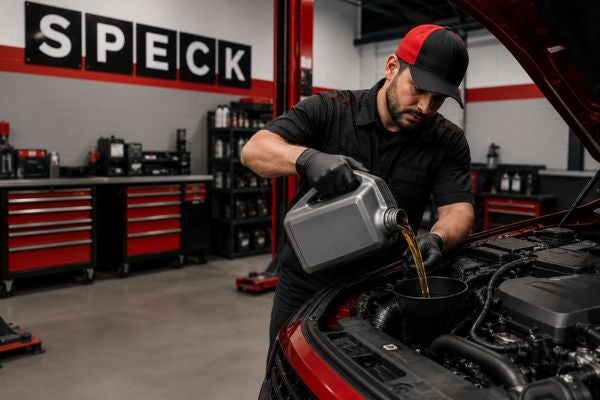 technician performing an oil change
