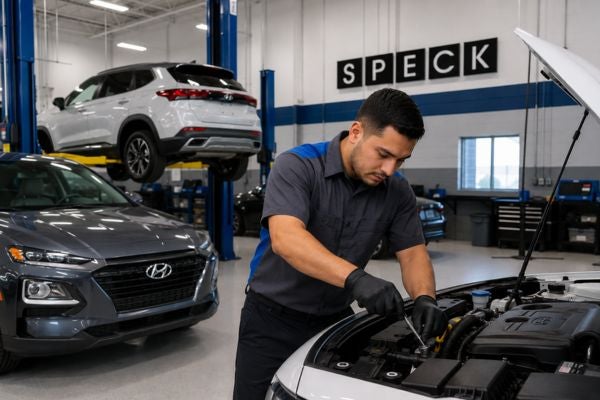 automotive technician working on a new hyundai